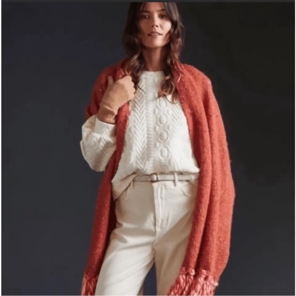 New Anthropologie Scarf/Wrap  Bronze/Orange Fringed Super Soft NWOT. - Picture 2 of 14